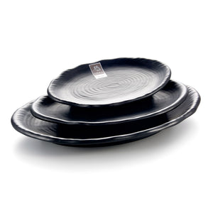 8.2 Inch Black Matte Oval Melamine Flat Plates 2482MS