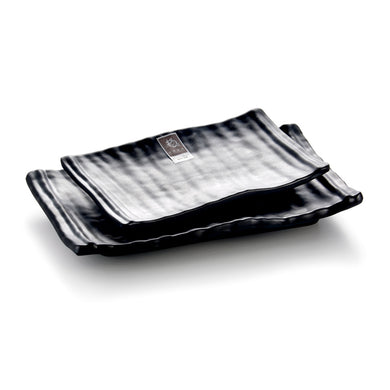 8 Inch Black Matte Rectangular Melamine Sushi Plates 282MS