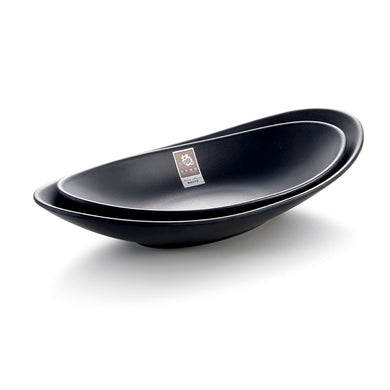 8.5 Inch Black Matte Melamine Boat Shape Bowl 485MS