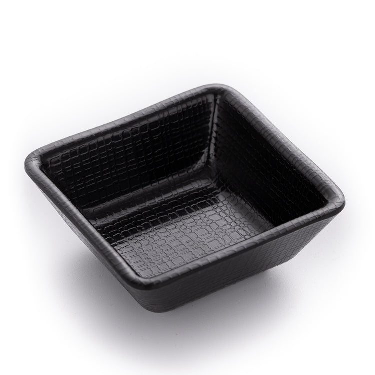 2.8 Inch Matte Black Mini Sauce Dish With Chequer Pattern