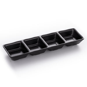 Matte Black Japanese Restaurant Sauce Dish With Chequer Pattern