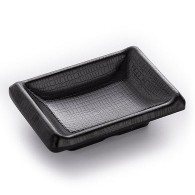 Matte Black 3.7 Inch Restaurant Soy Sauce Dish With Chequer Pattern