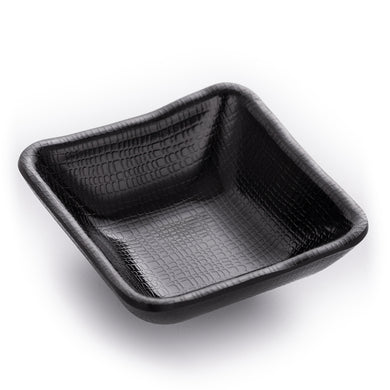 Matte Black 3.5 Inch Mini Soy Sauce Dish With Chequer Pattern