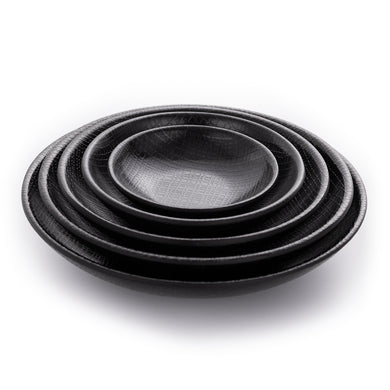 Matte Black Small Melamine Round Plates With Chequer Pattern