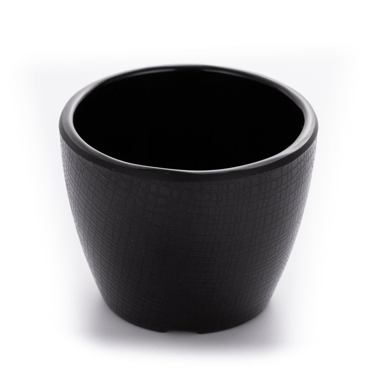 3 Inch Matte Black Melamine Tea Cup With Chequer Pattern
