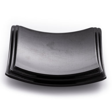 Matte Black Square Melamine Serving Plates With Chequer Pattern