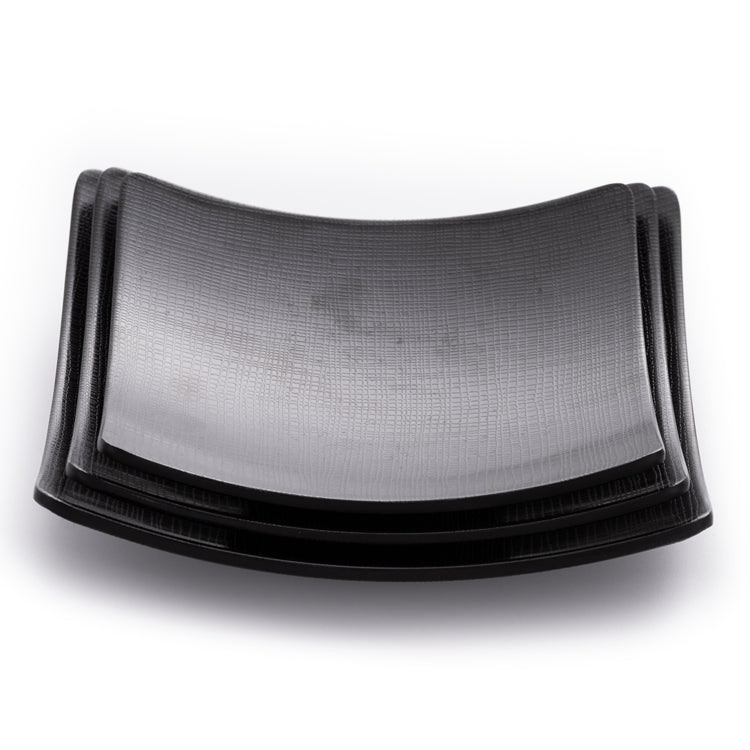 Matte Black Square Melamine Serving Plates With Chequer Pattern