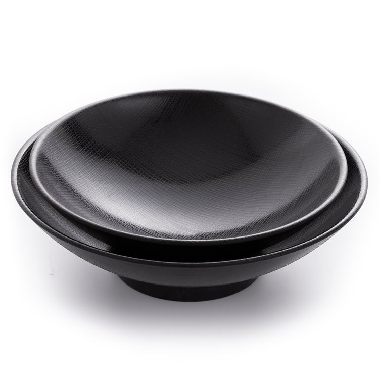 9.6 Inch Matte Black Melamine Ramen Noodle Bowls With Chequer Pattern