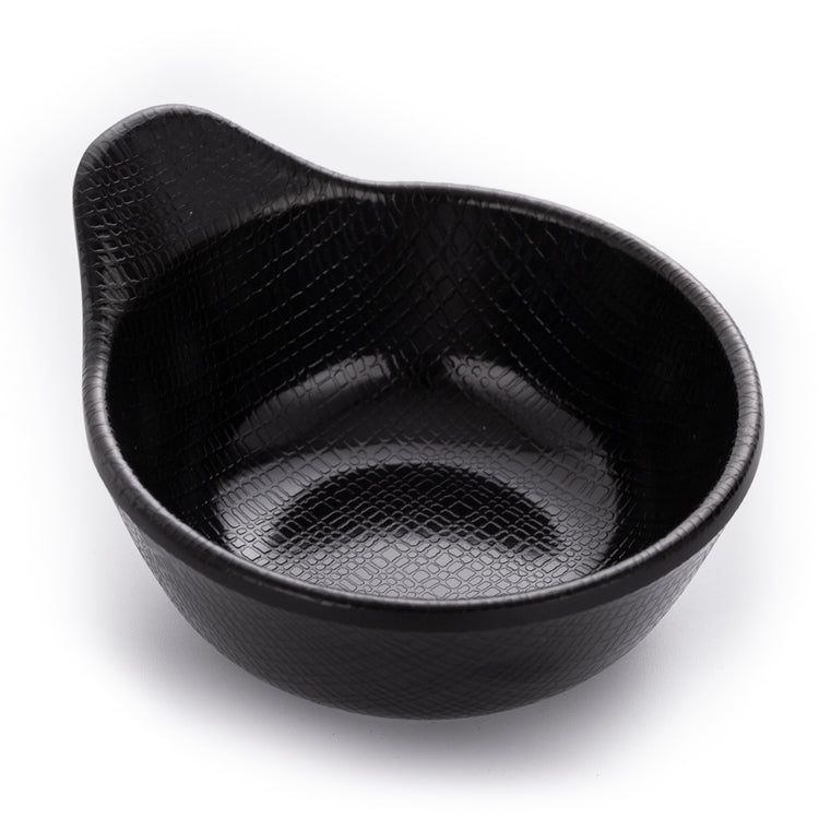Matte Black Melamine Dip Bowl With Chequer Pattern