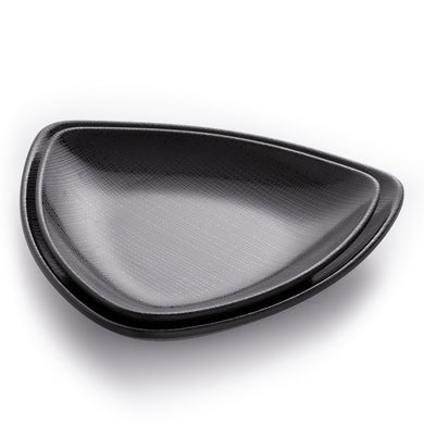 Matte Black Triangle Melamine Restaurant Plates With Chequer Pattern