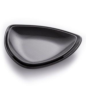 Matte Black Triangle Melamine Restaurant Plates With Chequer Pattern