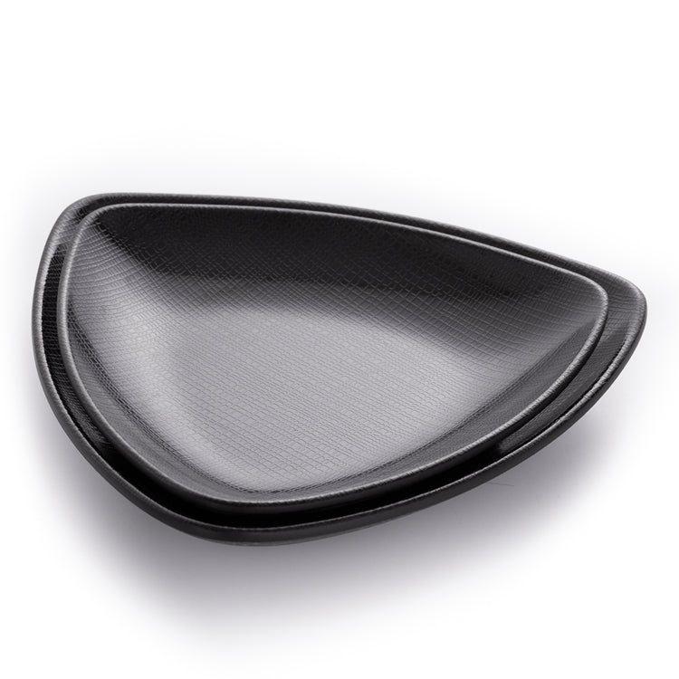Matte Black Triangle Melamine Restaurant Plates With Chequer Pattern
