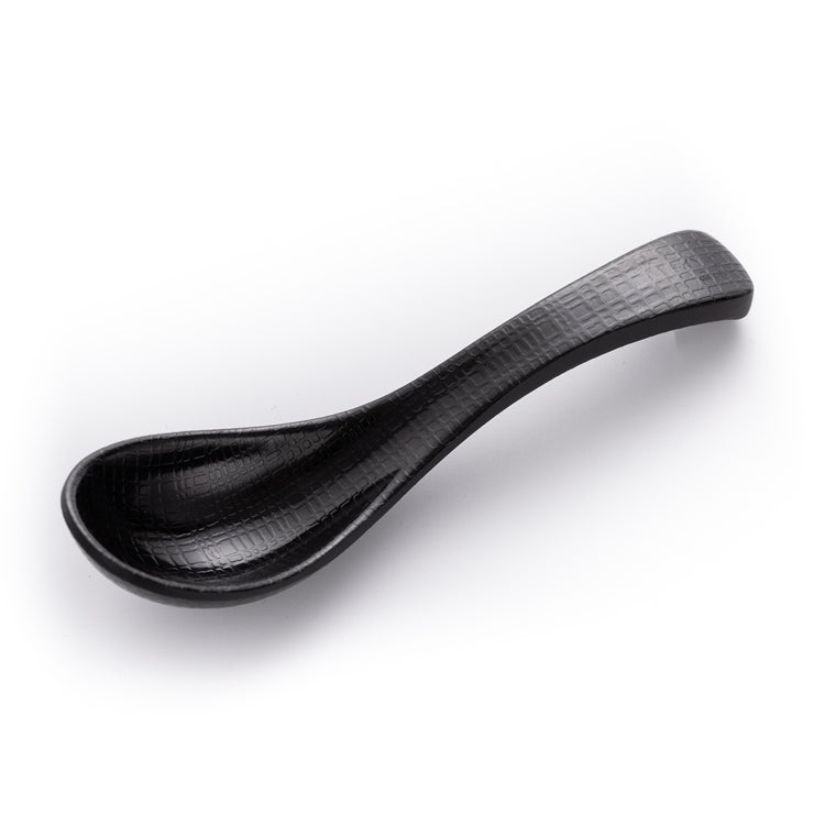 New Matte Black Melamine Serving Spoon With Chequer Pattern