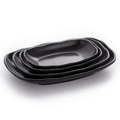 New Matte Black Melamine Restaurant Service Plates With Pattern