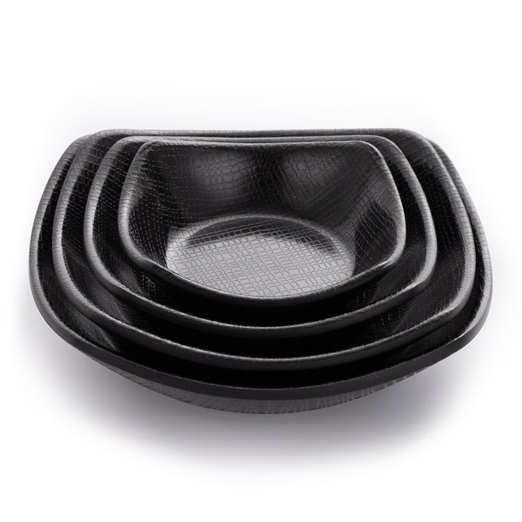 New Matte Black Melamine Dessert Plates With Pattern