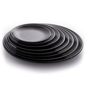 Matte Black Round Melamine Restaurant Plates With Pattern
