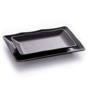 Matte Black Melamine Sushi Restaurant Plates With Pattern