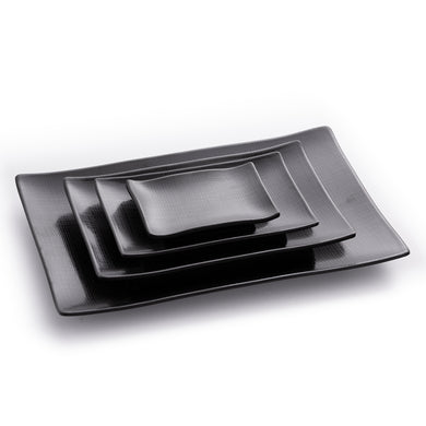 Matte Black Rectangular Melamine Dinner Plates With Pattern