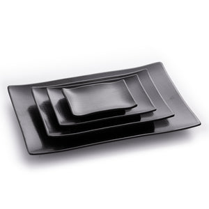 Matte Black Rectangular Melamine Dinner Plates With Pattern