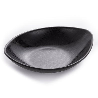 Boat Shaped Matte Black Melamine Plates With Pattern