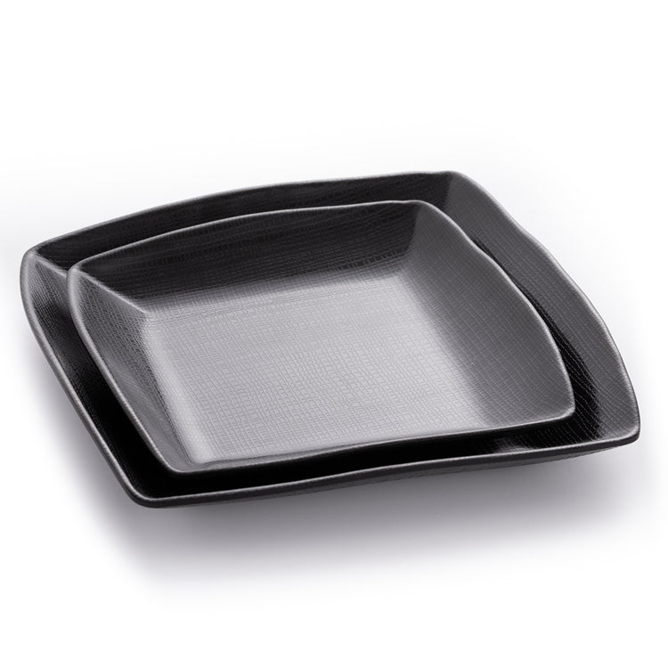 7.3 Inch Matte Black Melamine Square Plates With Pattern