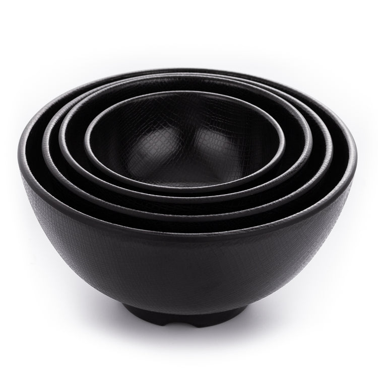 New Matte Black Big Melamine Bowls With Chequer Pattern