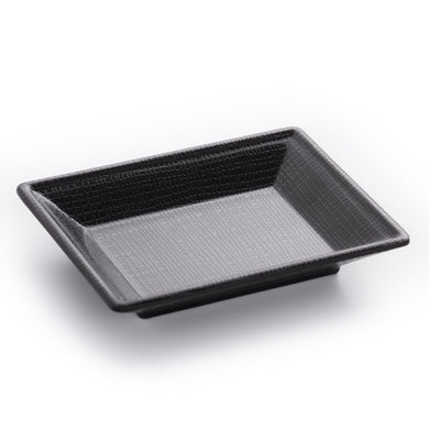 New Matte Black Melamine Footed Plates With Pattern