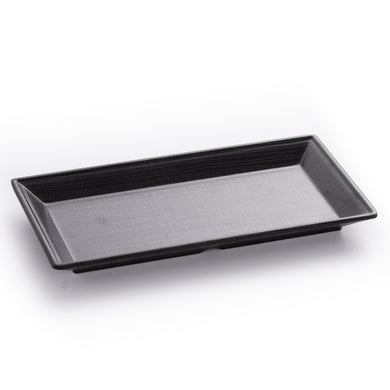 Matte Black Rectangular Melamine Sushi Plates With Pattern