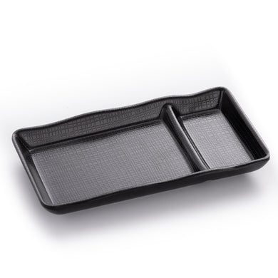 Matte Black Rectangular Melamine Divided Plates With Pattern