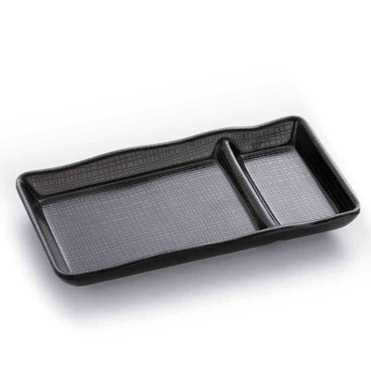 Matte Black Rectangular Melamine Divided Plates With Pattern Jamie