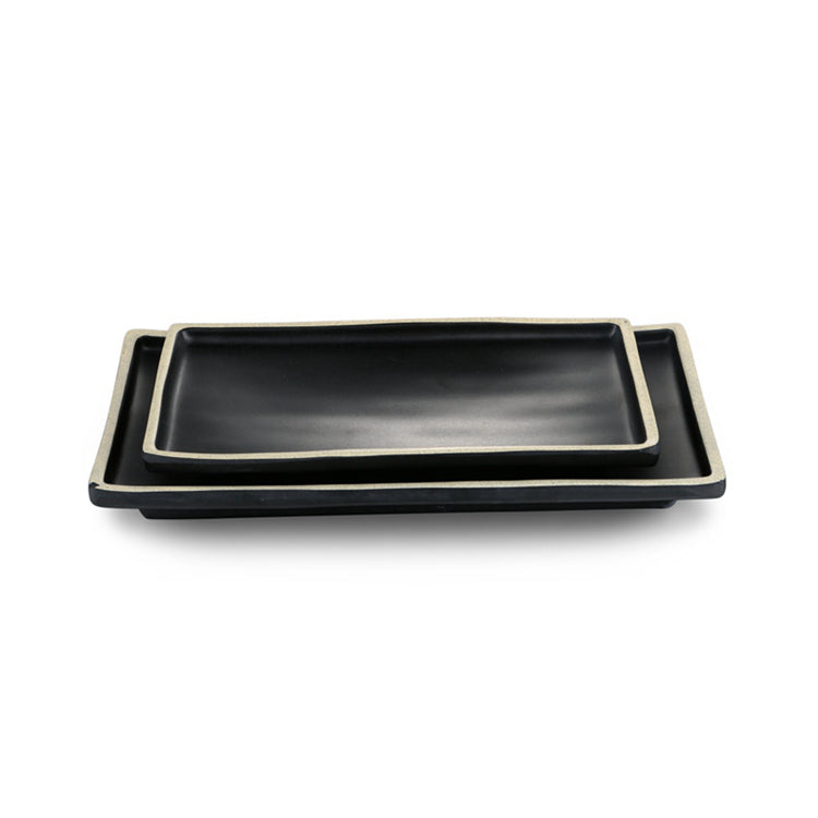10.2 Inch Black Matte Rectangular Melamine Buffet Plates DAA310100MS