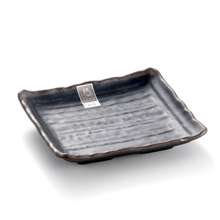 7 Inch Black Matte Square Melamine Snack Plate G416930MS