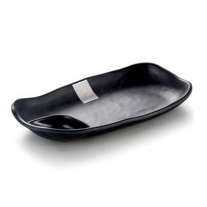 Black Matte Irregular Melamine Divided Snack Plate G417340MS