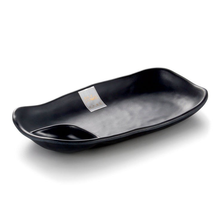 Black Matte Irregular Melamine Divided Snack Plate G417340MS