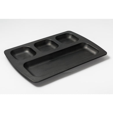 15.7 Inch Black Matte Rectangular Melamine Compartment Plate J451270MS