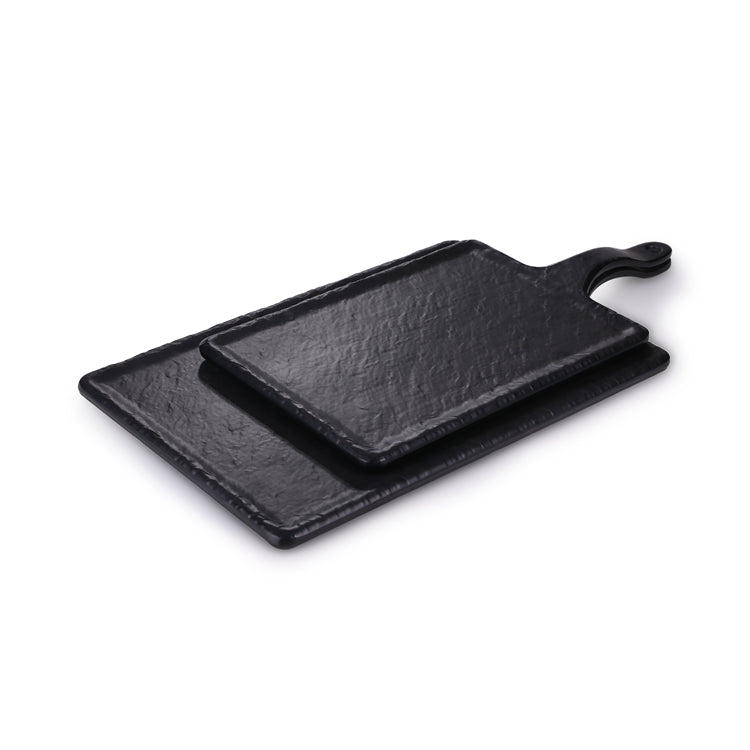 14.5 Inch Black Matte Rectangular Melamine Plate with Handle JM16911MS