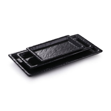 6.6 Inch Black Matte Rectangular Melamine Dinner Plate JM16916MS