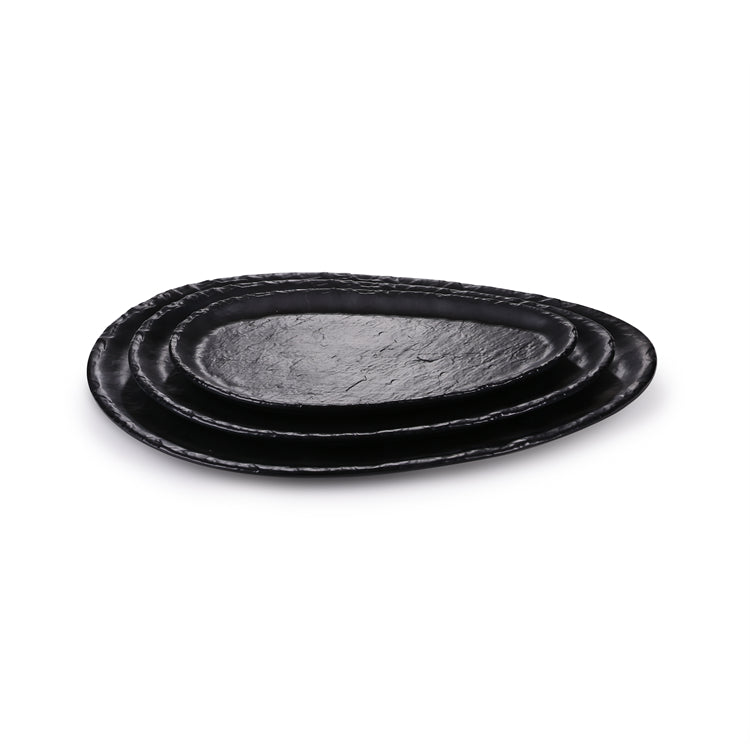 9.8 Inch Black Matte Oval Melamine Dinner Plates JM16919MS