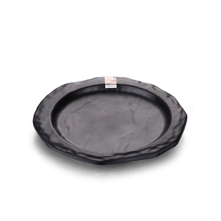 9.3 Inch Black Matte Irregular Melamine Cake Plate JM16933MS