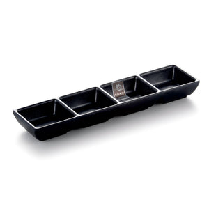 Black Matte Rectangular Melamine 4 Compartment Plate JW2074MS