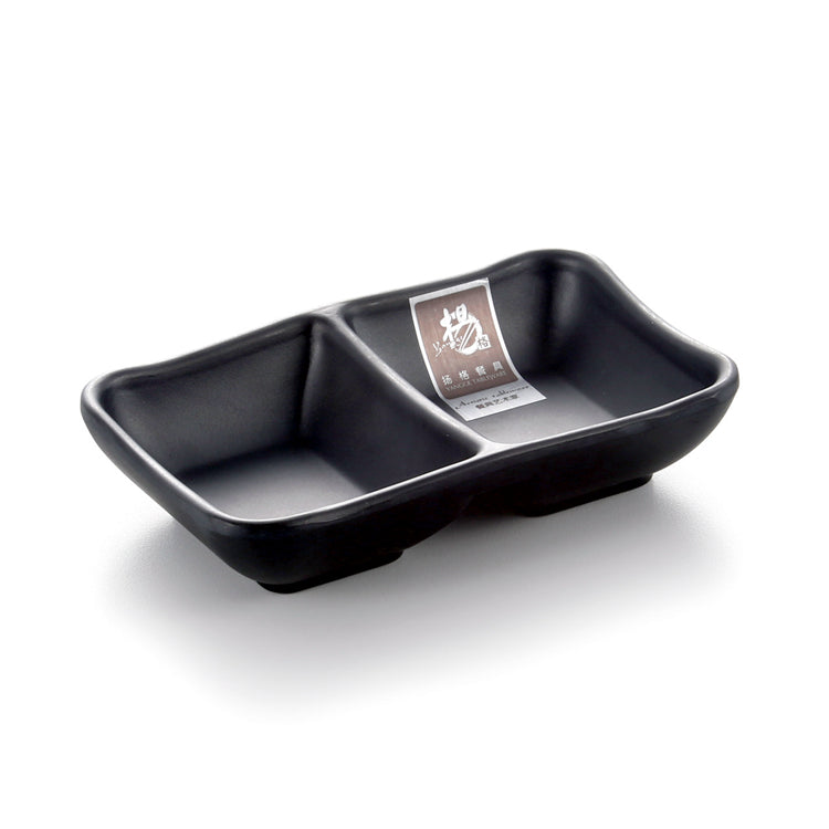 Matt Black Divided Melamine Sushi Sauce Dish JWT59MS