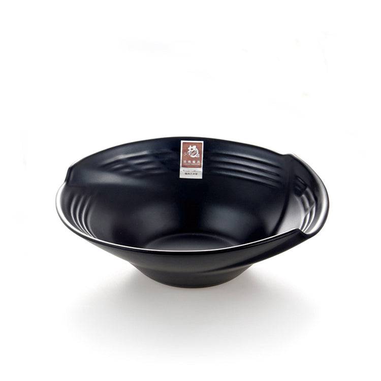 9.5 Inch Matte Black Melamine Irregular Ramen Bowls M238501MS
