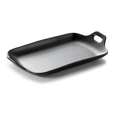 11.5 Inch Black Matte Rectangular Melamine Double Ear Plate M252122MS