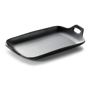 11.5 Inch Black Matte Rectangular Melamine Double Ear Plate M252122MS