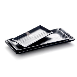 8.5 Inch Black Matte Rectangular Melamine Dinner Plates M414972MS