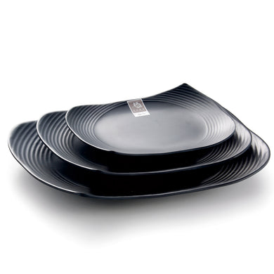 7.75 Inch Black Matte Irregular Melamine Dinner Plates M415012MS