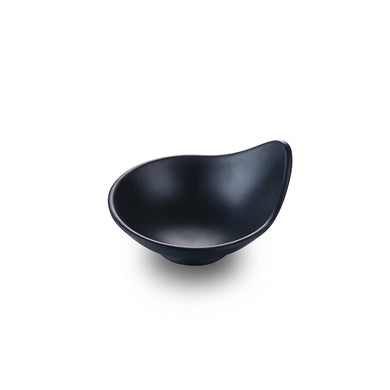 4 Inch Matt Black Irregular Shaped Melamine Sauce Dish MSJ138MS