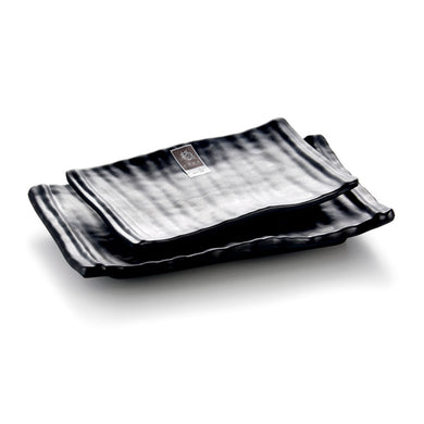 9.6 Inch Black Matte Rectangular Melamine Food Plates W54010MS