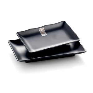 8 Inch Black Matte Rectangular Melamine Restaurant Plates W5408MS