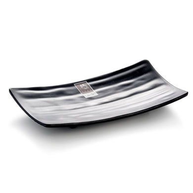 8.5 Inch Black Matte Rectangular Melamine Food Plate W5409MS